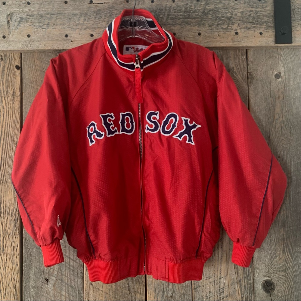 Boy’s M 10/12 MAJESTIC Authentic Collection MLB RED SOX Dugout Zip Up Red Jacket